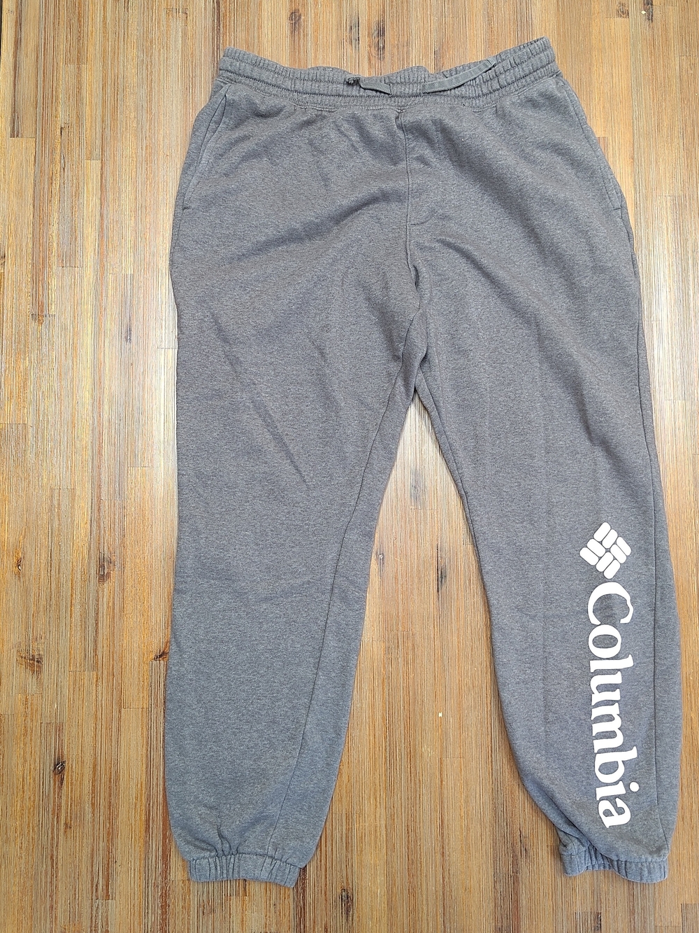 Columbia Sweatpants Mens L Gray Fleece Joggers Logo Graphic Drawstring